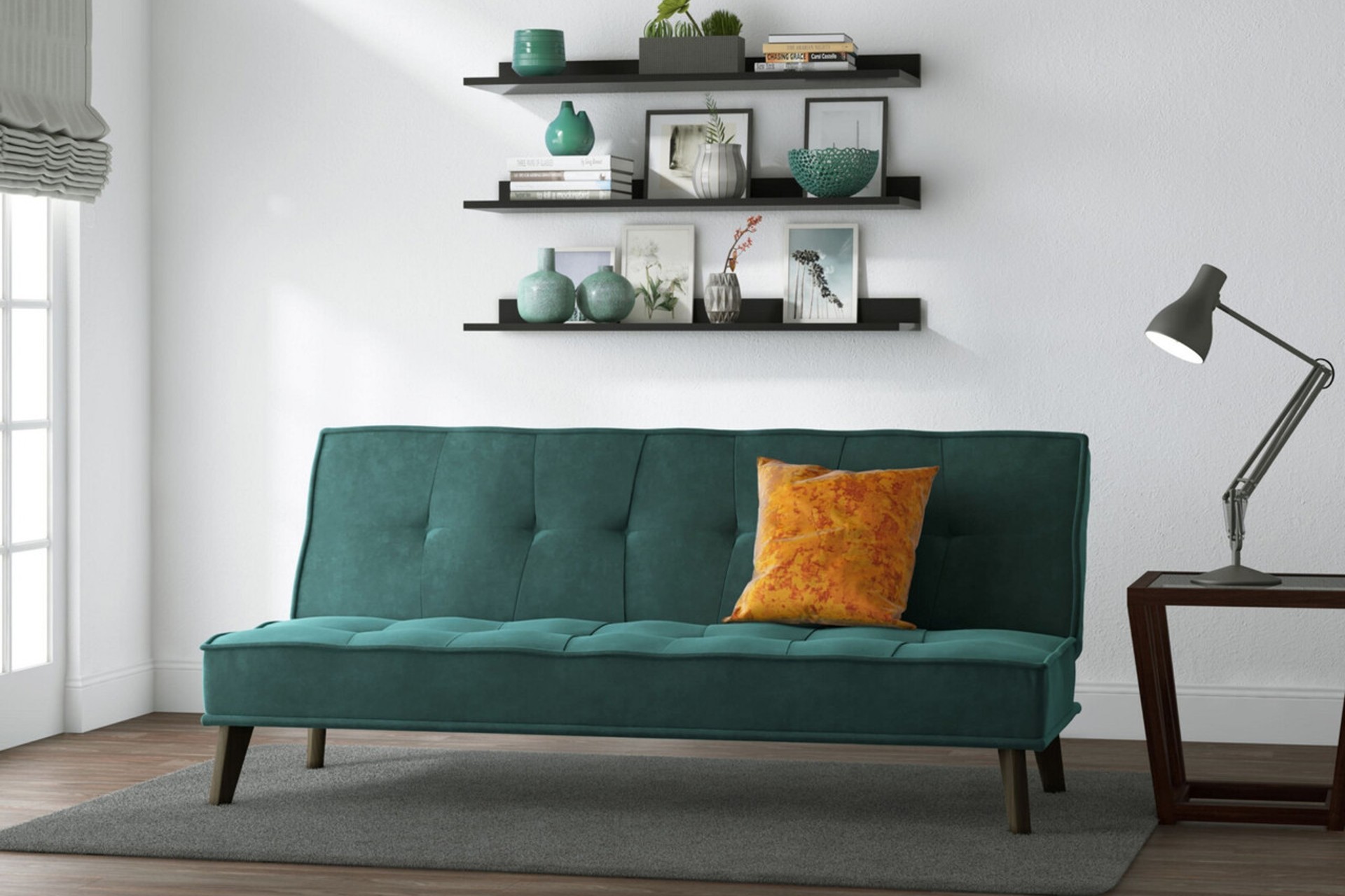 Cassia green velvet sofa bed