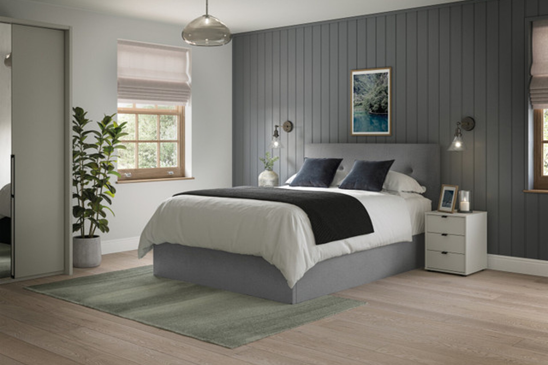 Kennedy grey ottoman bed with built in storage