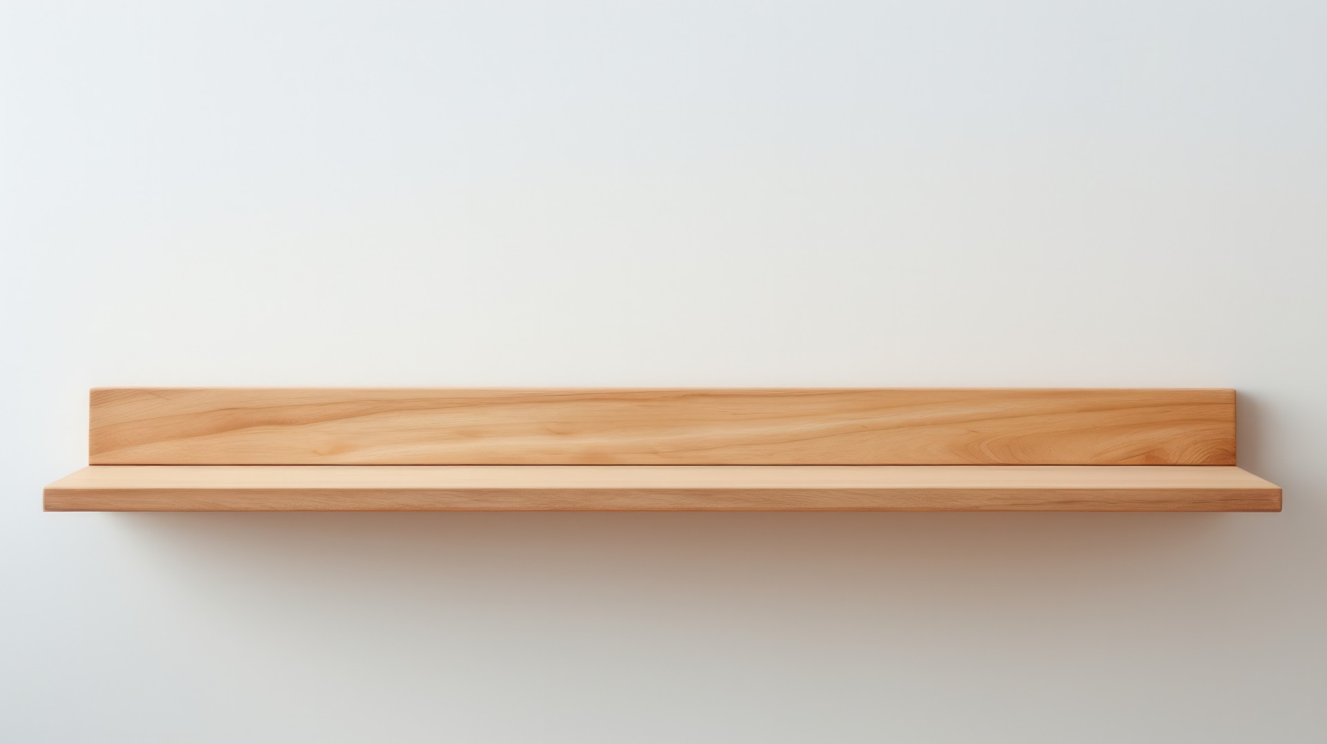 Slim line wooden ledge shelf as a space-saving bedside table design